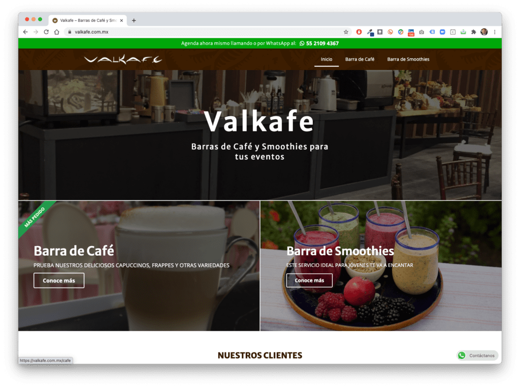 Proyecto sitio webvalkafe.com.mx
