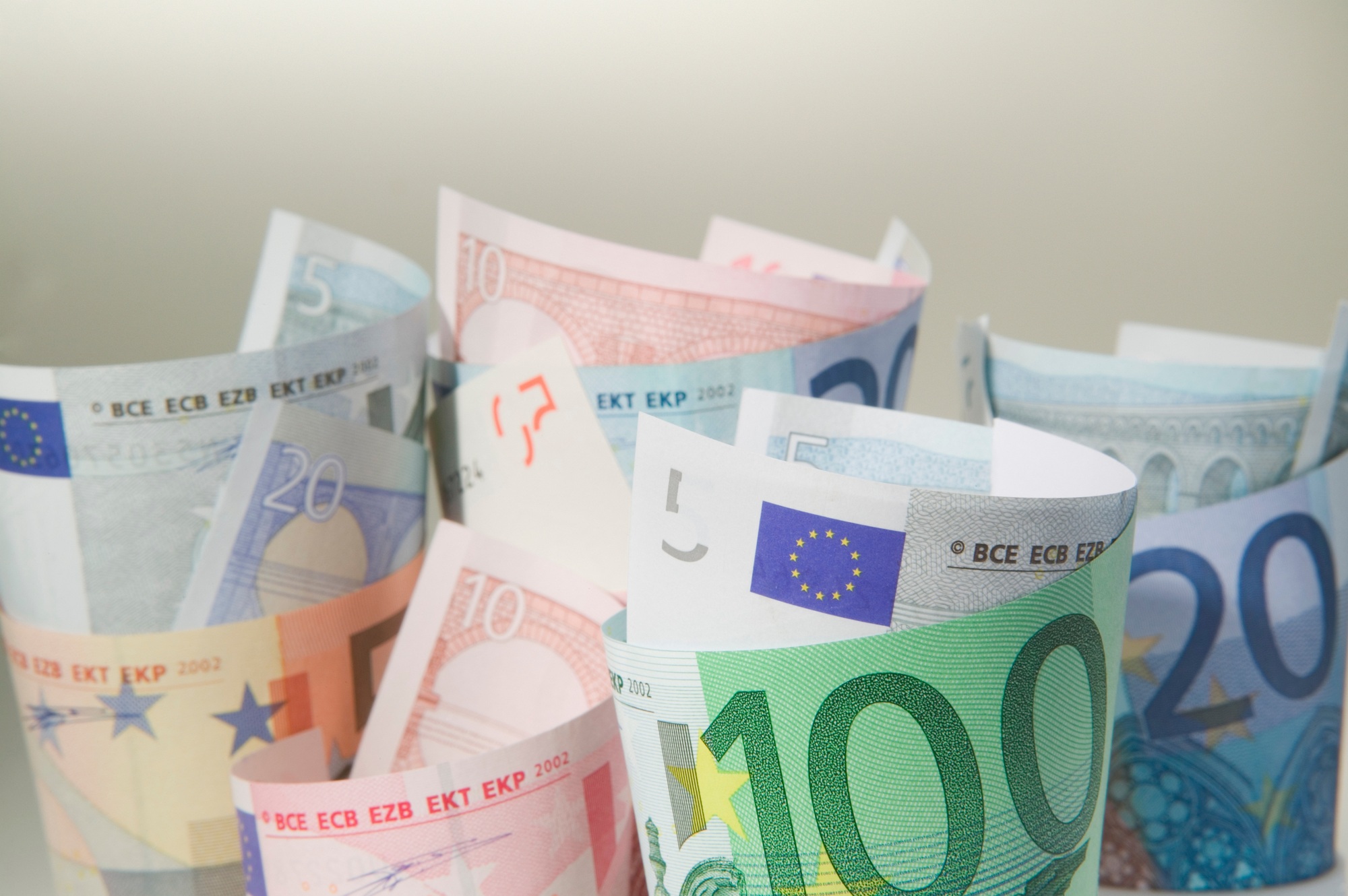 Rolled Euro currency