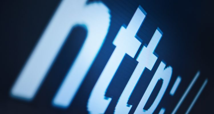 New website alert. Closeup of a search bar on a computer screen.