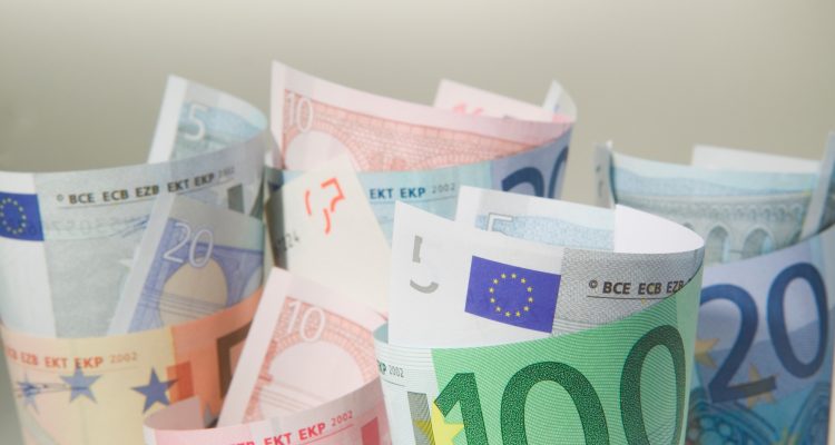 Rolled Euro currency